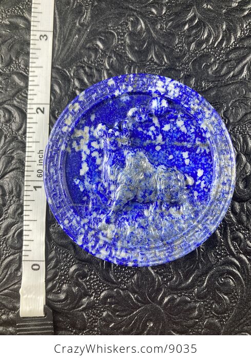 Taurus Bull Carved Lapis Lazuli Stone Pendant Cabochon Jewelry Mini Art Ornament - #jH0e1SN5GGA-7