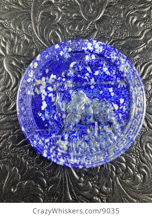 Taurus Bull Carved Lapis Lazuli Stone Pendant Cabochon Jewelry Mini Art Ornament - #jH0e1SN5GGA-6