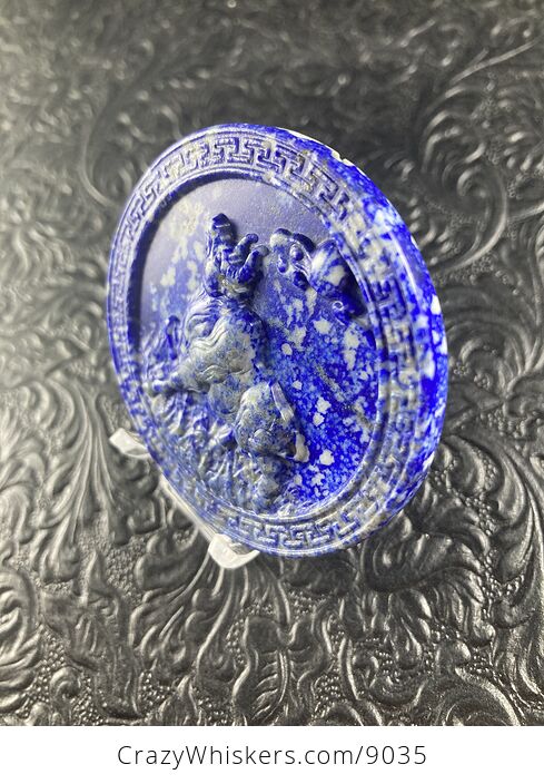 Taurus Bull Carved Lapis Lazuli Stone Pendant Cabochon Jewelry Mini Art Ornament - #jH0e1SN5GGA-3