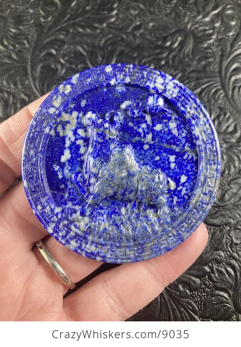 Taurus Bull Carved Lapis Lazuli Stone Pendant Cabochon Jewelry Mini Art Ornament - #jH0e1SN5GGA-5