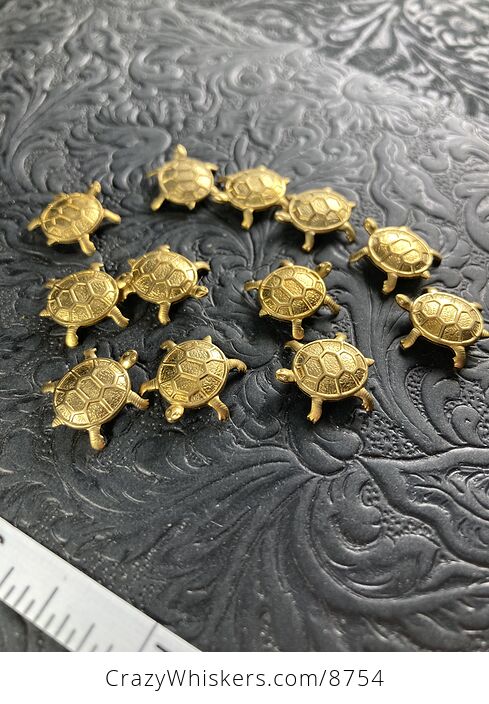 Teeny Tiny Brass Turtle Tortoise - #gqLSmPfWPy8-4