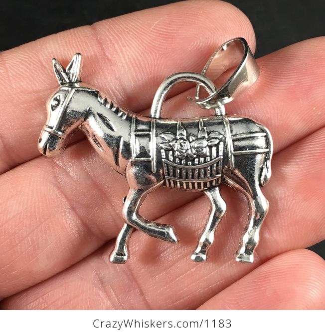 Tibetan Silver Donkey Pendant - #tzVeno2lk0Q-1