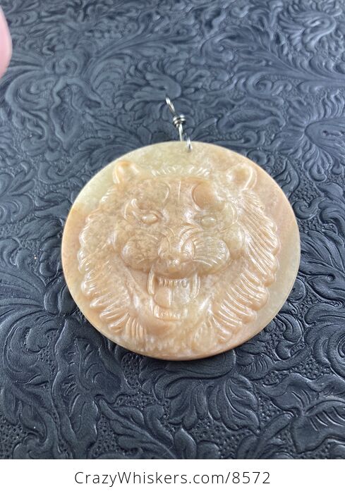 Tiger Carved Jasper Stone Pendant Jewelry Ornament or Mini Art - #pxVTdAXFGqQ-3
