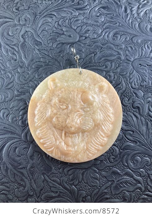 Tiger Carved Jasper Stone Pendant Jewelry Ornament or Mini Art - #pxVTdAXFGqQ-2