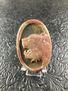 Tiger Carved Mini Art Jasper Stone Pendant Cabochon Jewelry #GrHhLtsywjA