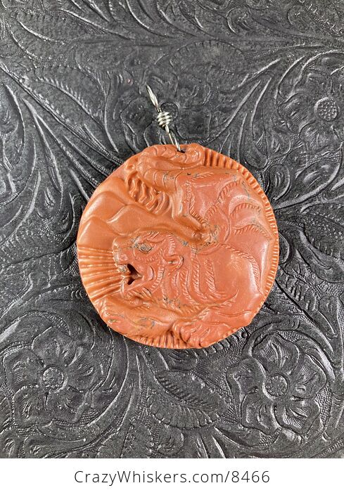 Tiger Carved Red Jasper Stone Pendant Jewelry - #GvrLwVgyUis-1
