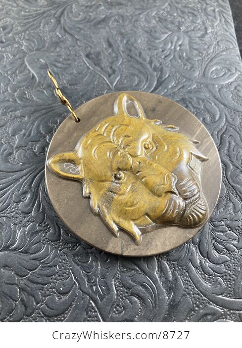 Tiger Face Carved Succor Creek Jasper Stone Pendant Jewelry Mini Art Ornament - #JvwnqC5LhEM-5