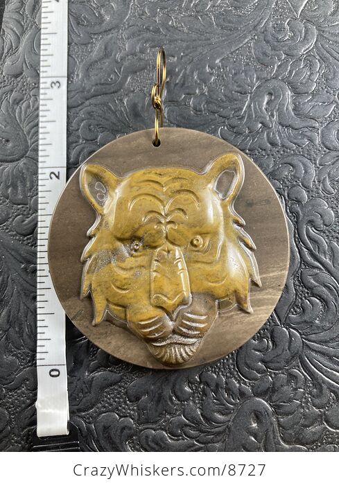 Tiger Face Carved Succor Creek Jasper Stone Pendant Jewelry Mini Art Ornament - #JvwnqC5LhEM-6