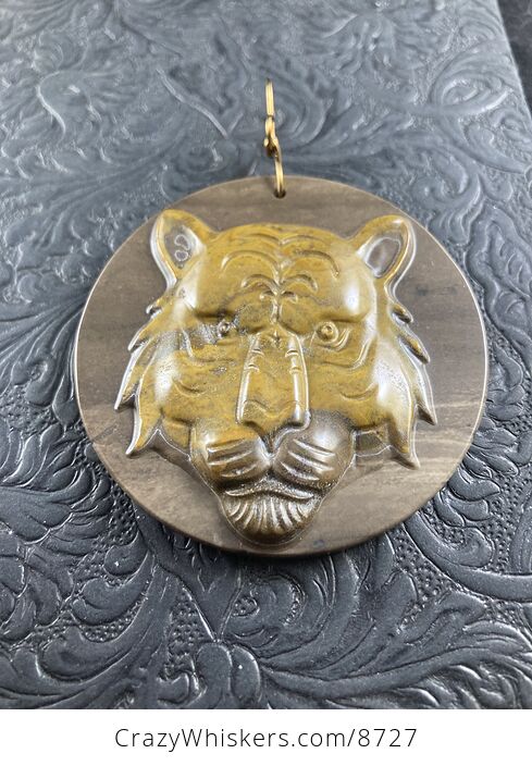 Tiger Face Carved Succor Creek Jasper Stone Pendant Jewelry Mini Art Ornament - #JvwnqC5LhEM-3