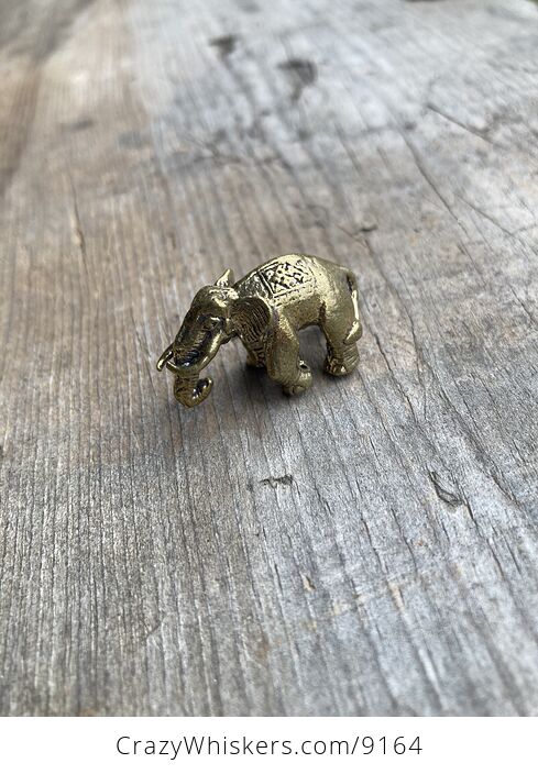 Tiny Brass Elephant Figurine - #1r2W0zkRyqM-1