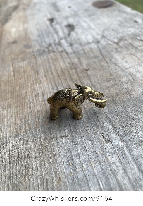Tiny Brass Elephant Figurine - #1r2W0zkRyqM-2