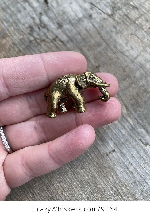 Tiny Brass Elephant Figurine - #1r2W0zkRyqM-5