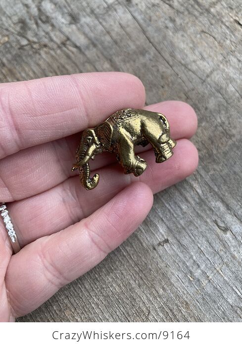 Tiny Brass Elephant Figurine - #1r2W0zkRyqM-4