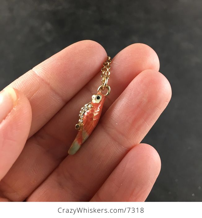 Tiny Enamel and Rhinestone Parrot Pendant Jewelry Necklace - #LihaksCLYW4-5
