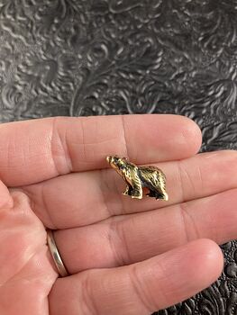 Tiny Miniature Brass Bear Figurine #JN5G6IbURMc