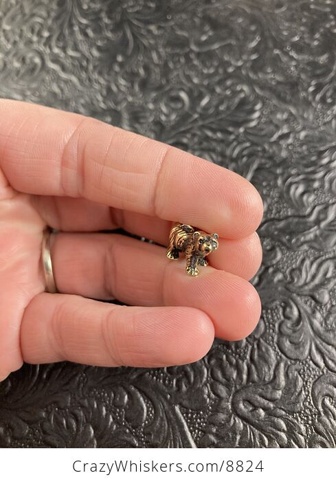 Tiny Miniature Brass Bear Figurine - #JN5G6IbURMc-4