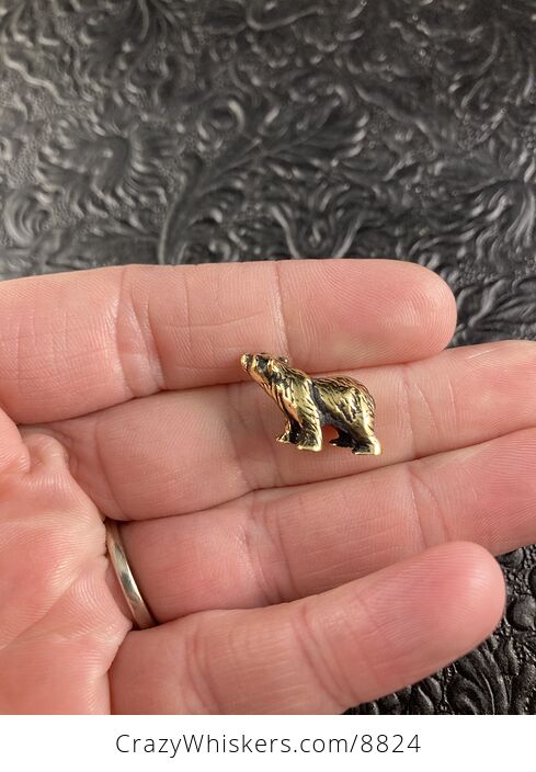 Tiny Miniature Brass Bear Figurine - #JN5G6IbURMc-1