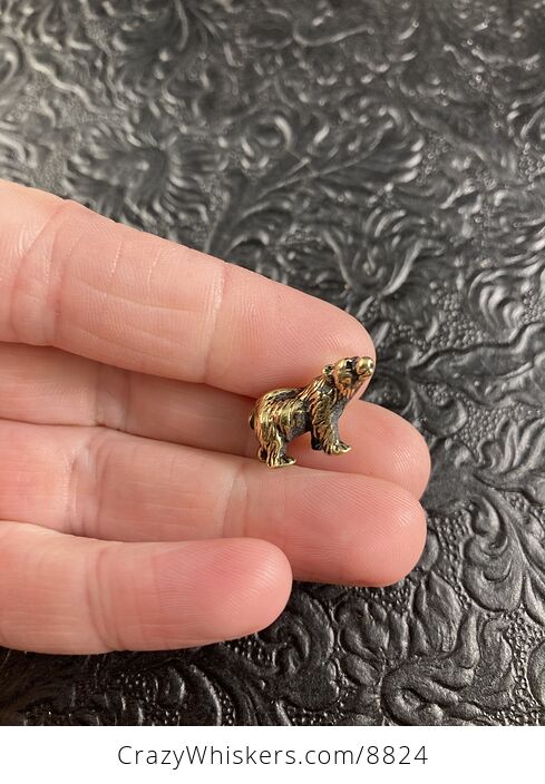 Tiny Miniature Brass Bear Figurine - #JN5G6IbURMc-3