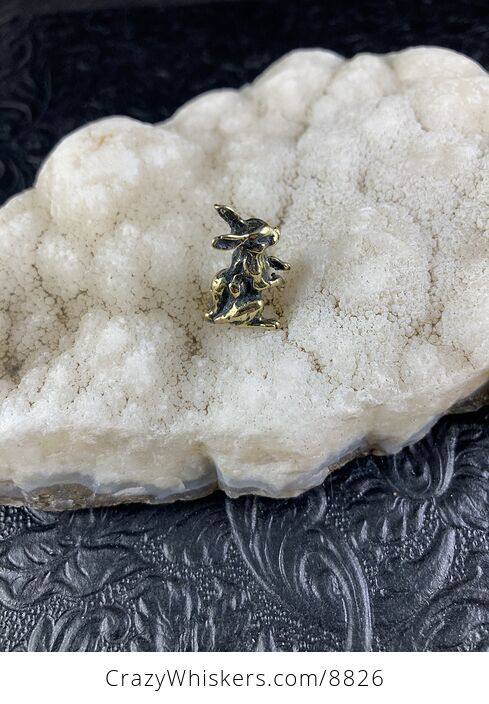 Tiny Miniature Brass Bunny Rabbit Figurine - #ygNxW7Y0jwU-4