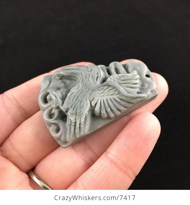 Toucan Bird Carved Ribbon Jasper Stone Pendant Jewelry - #krU6QrIsJ8U-3
