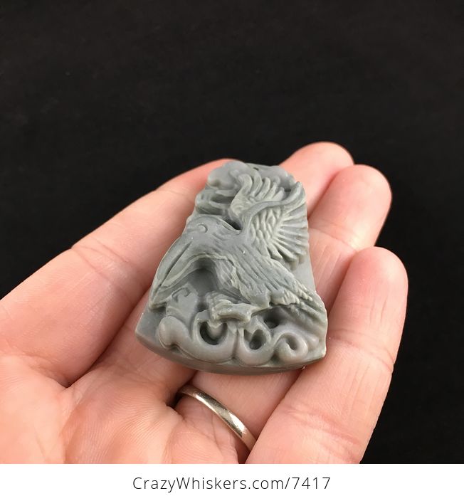 Toucan Bird Carved Ribbon Jasper Stone Pendant Jewelry - #krU6QrIsJ8U-2