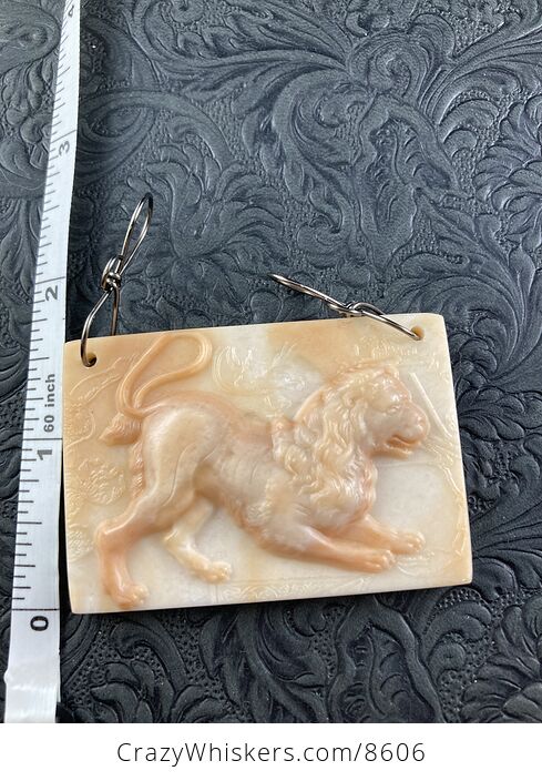 Victorian Styled Male Lion Carved in Red Jasper Stone Pendant Jewelry - #UsslXsASA4A-6