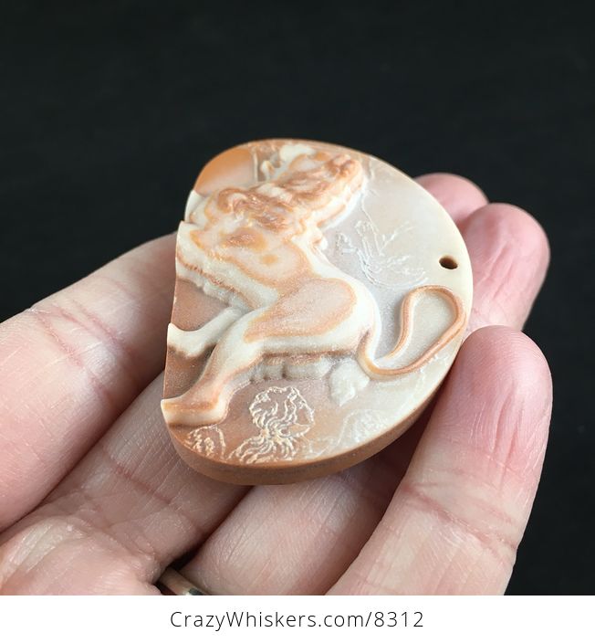Victorian Styled Male Lion Carved Red Malachite Stone Pendant Jewelry - #jrfjEhw926E-3