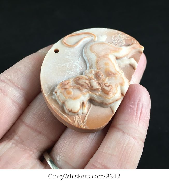 Victorian Styled Male Lion Carved Red Malachite Stone Pendant Jewelry - #jrfjEhw926E-4