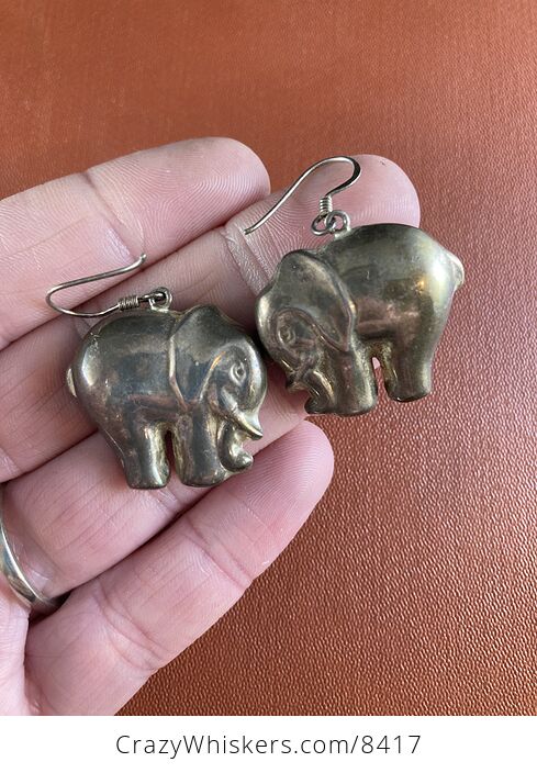 Vintage 3d Metal Dual Sided Elephant Earrings - #pG64dvEBQh8-3