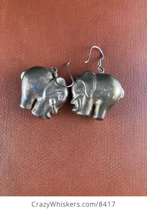 Vintage 3d Metal Dual Sided Elephant Earrings - #pG64dvEBQh8-2