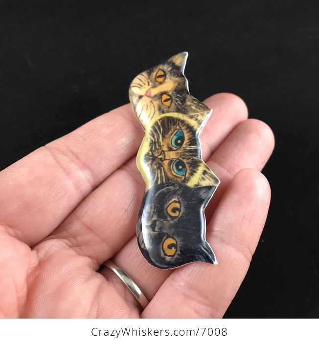 Vintage Cat Faces Jewelry Brooch Pin - #qgAZMHBQocI-3