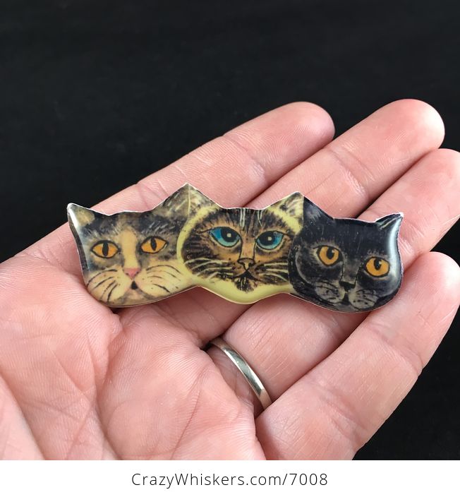 Vintage Cat Faces Jewelry Brooch Pin - #qgAZMHBQocI-1