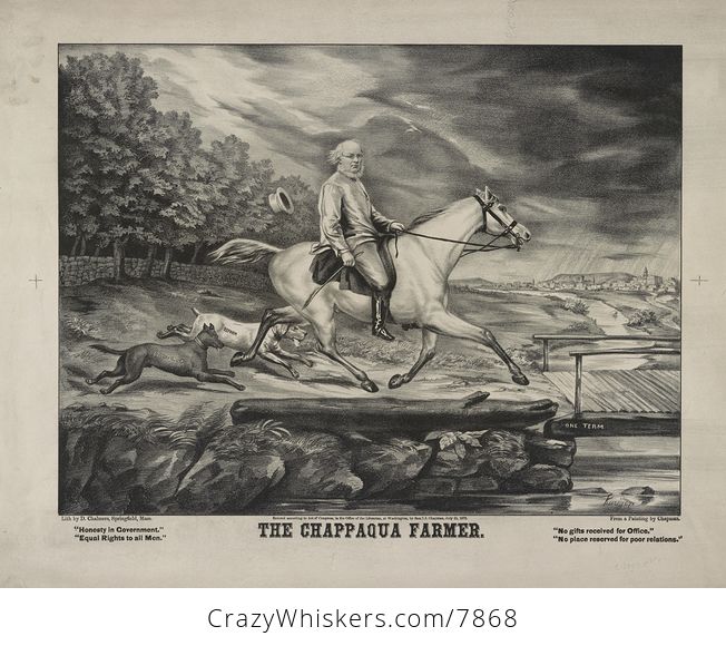 Vintage Digital Image of a Horseback Man Crossing a Bridge - #lAGpGQhrkLs-2
