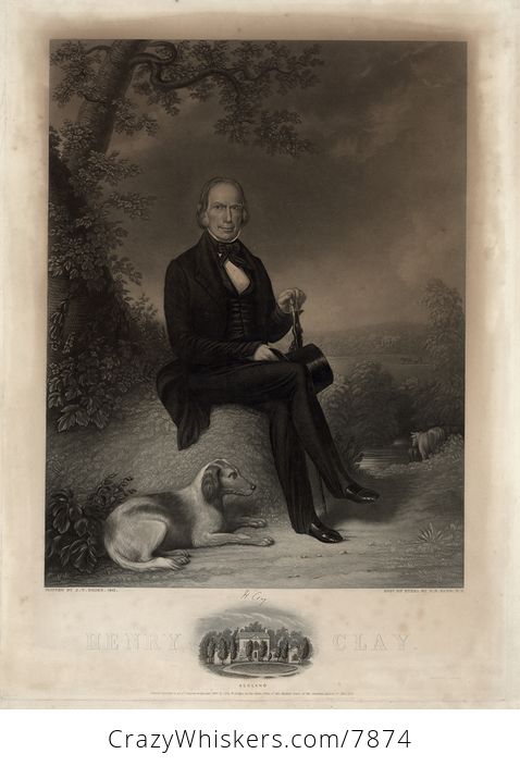 Vintage Digital Image of a Sepia Portrait of Heny Clay with a Dog at His Feet - #8JEJspDUwSA-2