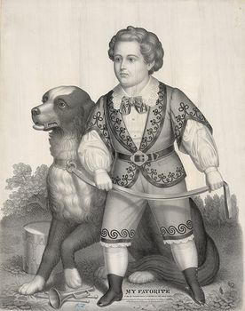 Vintage Digital Image of a Boy Holding His Dogs Leash C 1874 #Heu7vtofpnw