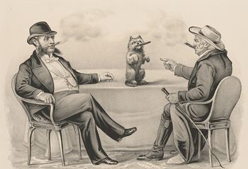 Vintage Digital Image of a Dog Smoking a Cigar with Men C 1880 #F8SJauHi93g