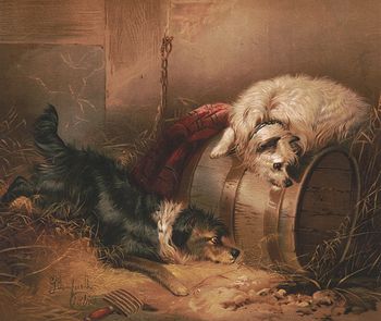 Vintage Digital Image of a Pair of Dogs Watching a Hole in the Ground C 1865 #qHeyHlYcOos