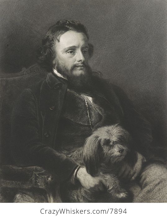 Vintage Digital Image of a Portrait of Augustus Egg with a Dog on His Lap - #WaoacEY0vP8-1