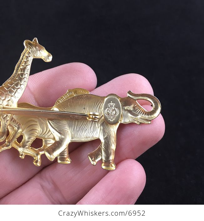 Vintage Elephant Zebra and Giraffe Brooch Pin Jewelry - #jhenLhJGHa0-5