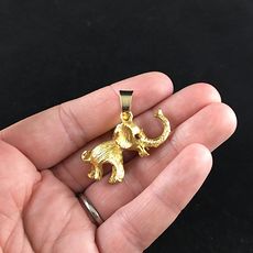 Vintage Gold Toned Elephant Jewelry Penant #l37U9BupXIo