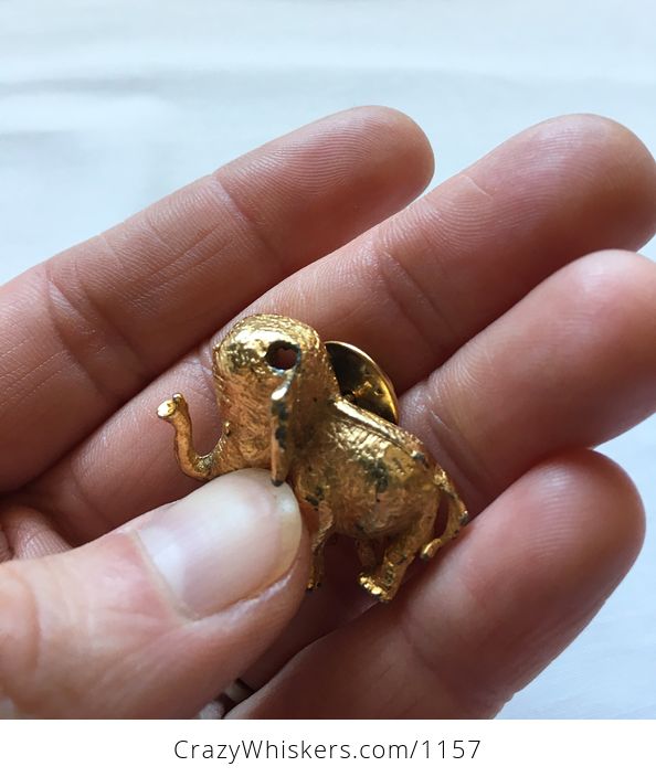 Vintage Gold Toned Elephant Pin - #cf4RuGExLEg-2