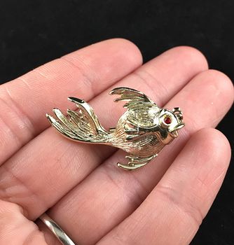 Vintage Gold Toned Fish Jewelry Brooch Pin #7JSJq6dKhFw