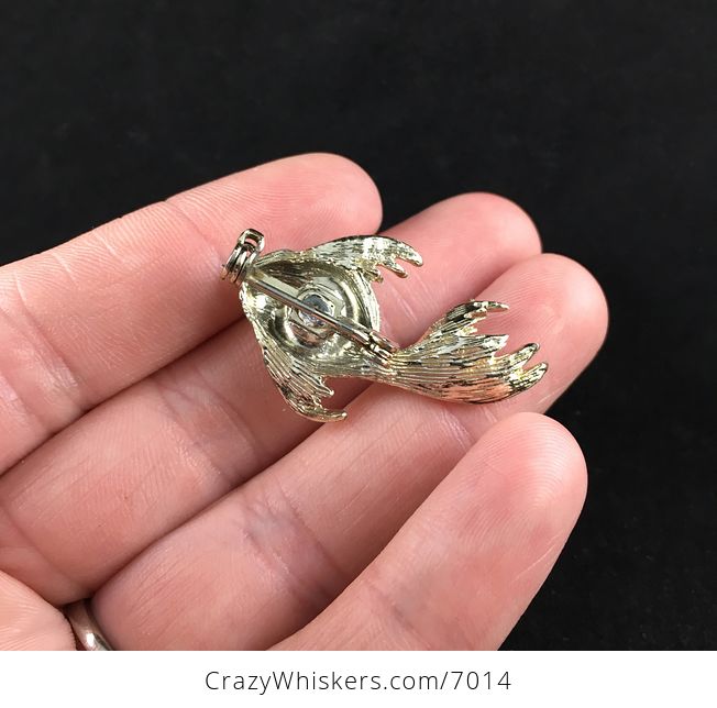 Vintage Gold Toned Fish Jewelry Brooch Pin - #7JSJq6dKhFw-4