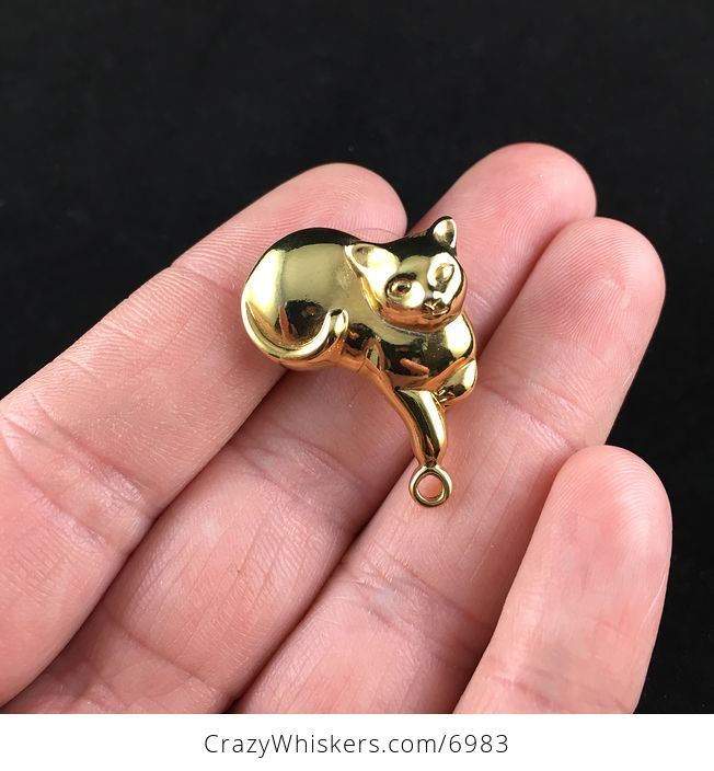 Vintage Gold Toned Kitty Cat Brooch Pin - #bUQDCiKShu4-1