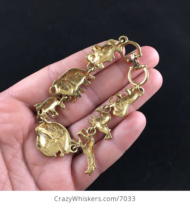 Vintage Gold Toned Noahs Ark Animal Jewelry Bracelet - #3m7PPWO6CmA-4