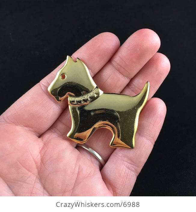 Vintage Gold Toned Scottie Scottish Terrier Dog Brooch Pin Jewelry - #ltCQeMHypeo-1