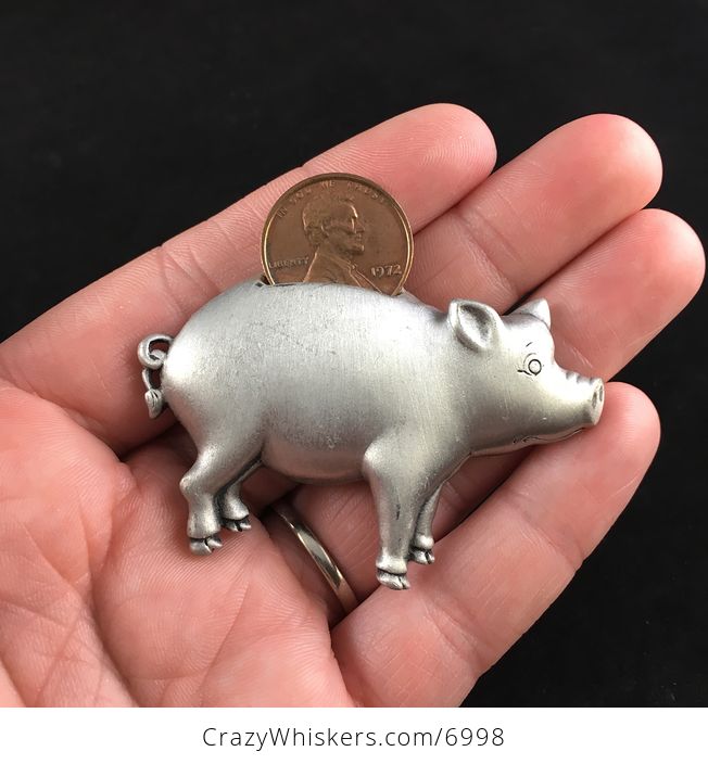 Vintage Jj Jonette Piggy Bank Pig Penny Brooch Pin Jewelry - #fiKM0qHgl58-1