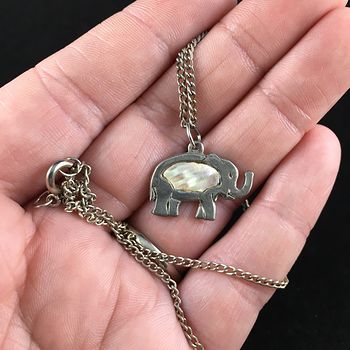 Vintage Mother of Pearl Elephant Jewelry Necklace #JmJW5IBeYrs