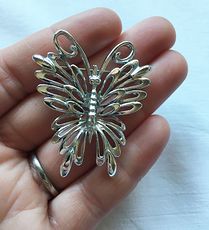 Vintage Ornate Silver Tone Butterfly Brooch Pin #jxqgjnI57Fs