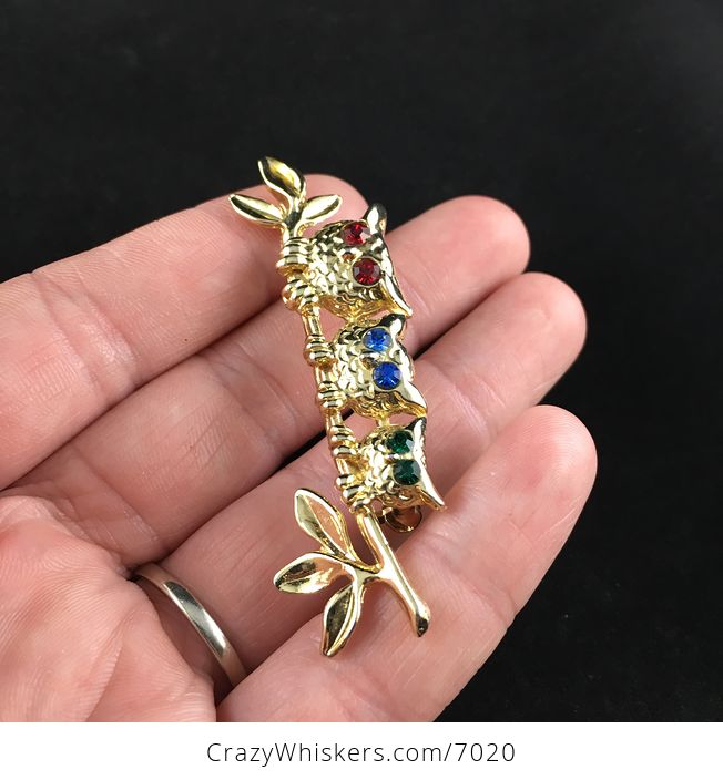 Vintage Owl Family Brooch Jewelry Pin - #d9VQVWnkFpU-2